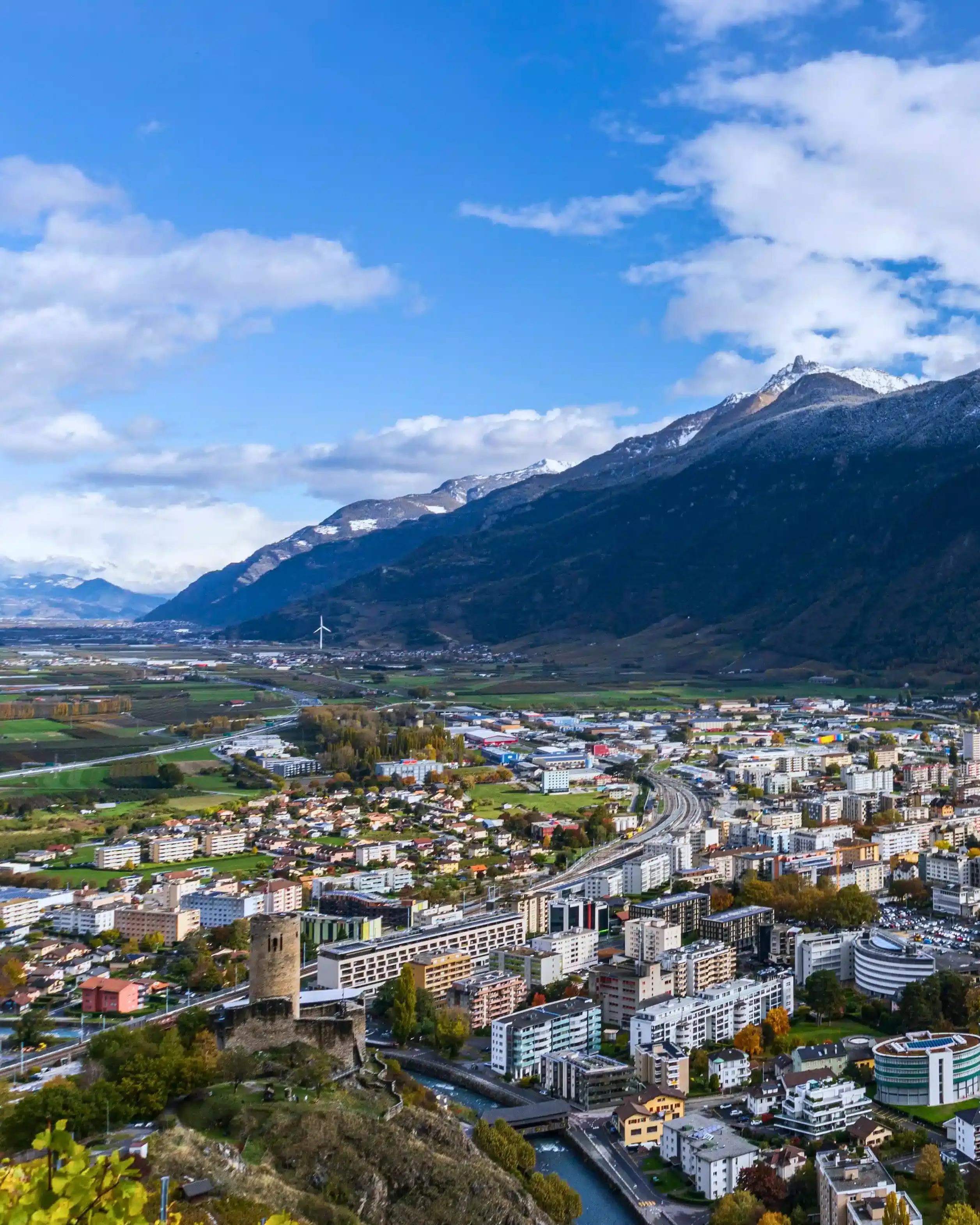 The city of Sion amidst the Swiss Alps